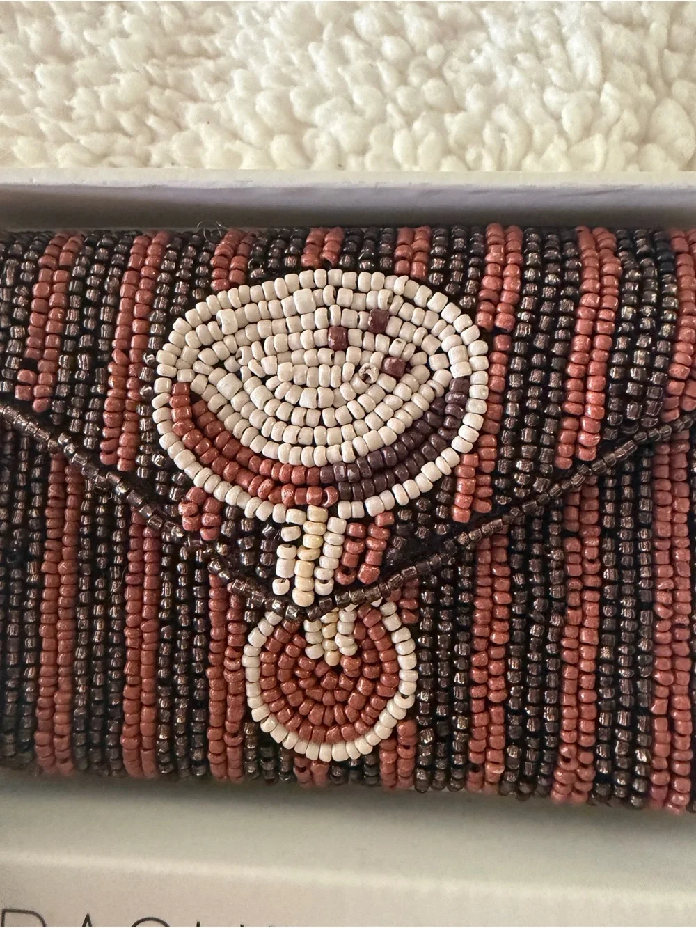 Rachel Zoe Brown Multi Beaded Card Case & Charm Set